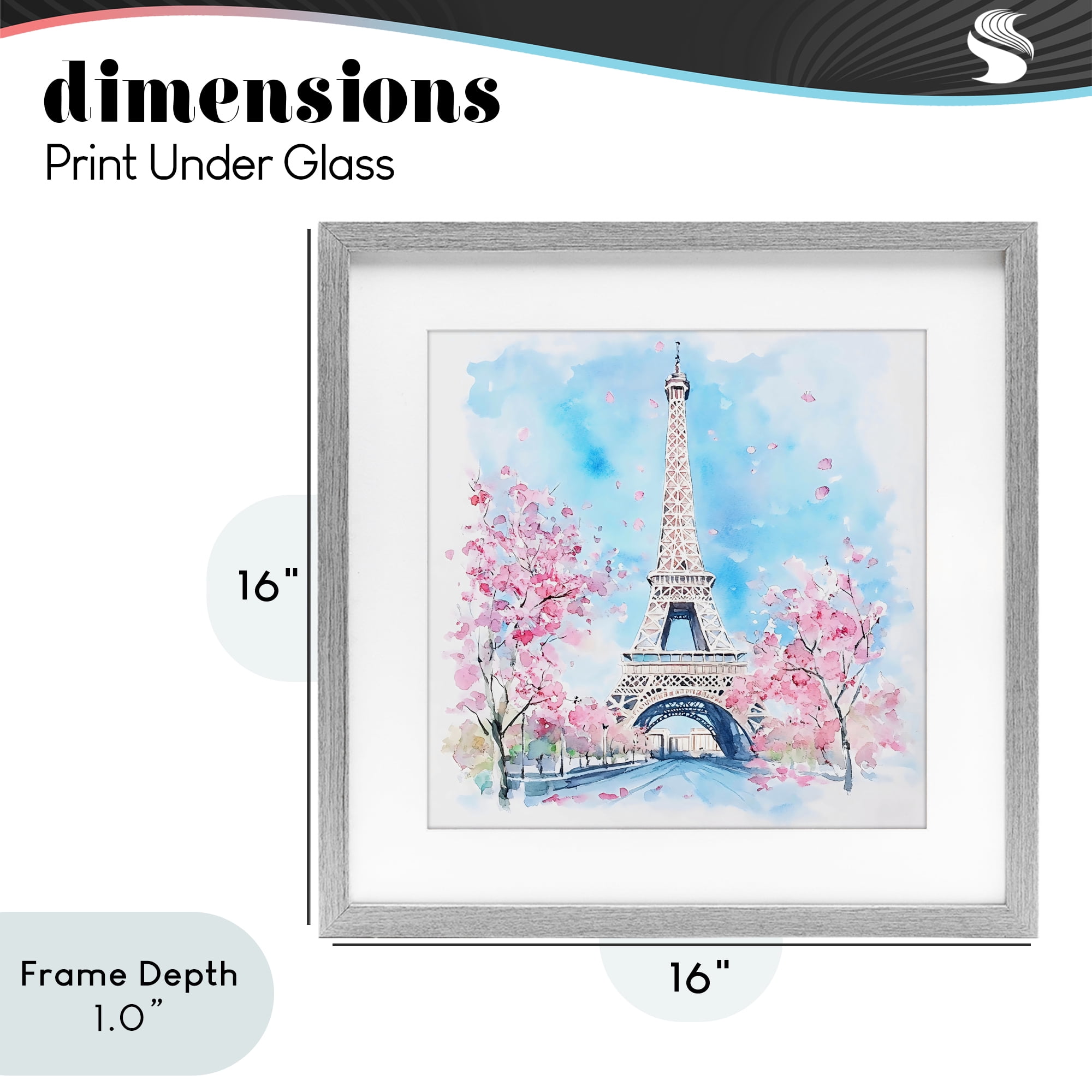 Stupell Industries Eiffel Tower Cherry Blossoms Gray Framed Print Under Glass, design by Creative Studio