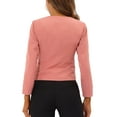 thumbnail image 3 of INSPIRE CHIC Women's Workwear Zipper Collarless Cropped Blazer XS Deep Pink, 3 of 7