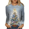 thumbnail image 2 of asdoklhq Fall Sweatshirts for Women Casual Christmas Print Round Neck Long Sleeve T-Shirt Loose Top Multicolor 5X, 2 of 5