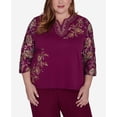 thumbnail image 4 of Alfred Dunner Womens Plus-Size  Embroidered Floral Sleeve Split Neck Top, 4 of 6