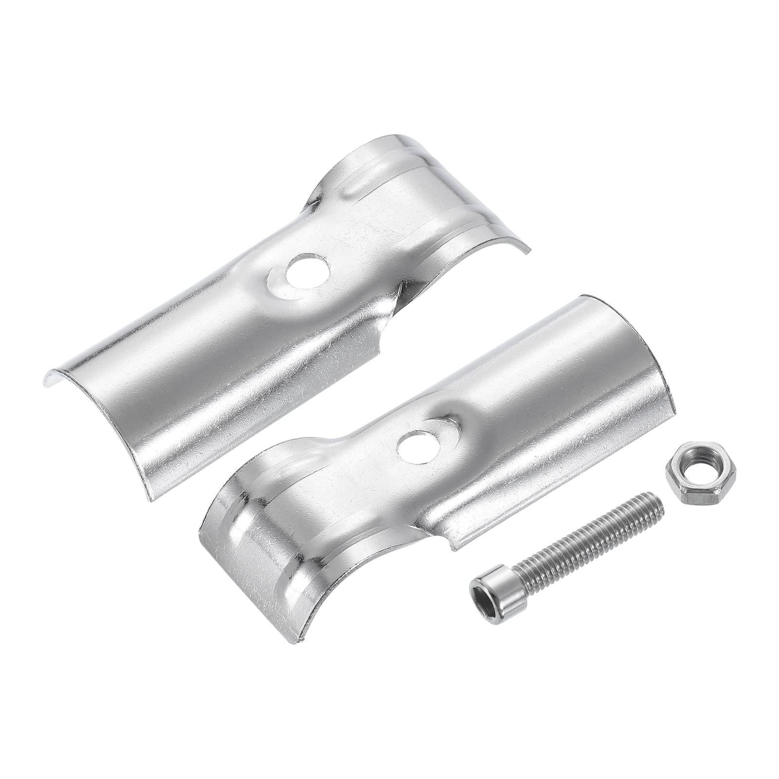 Uxcell 10Pack Tee Pipe Clamp Connector, Fit 1 Inch(25mm) OD Pipe Rail Corner Fitting Connector 201 Stainless Steel Chain Link Fence Clamp for Fence Railing DIY Project
