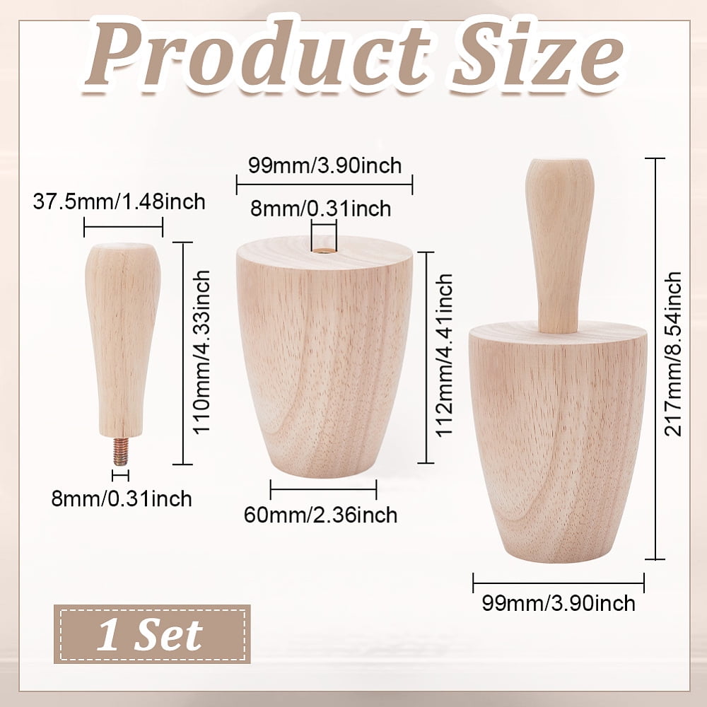 Cup Pottery Tool Wood Curved Plaster Tools Wooden Pottery Shaper Tools with Handle Blanched Almond Ceramics Shaping Tool for DIY Handmade Mugs Vases Clay 3.89"x8.54" DIY