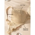 thumbnail image 3 of Deyllo Women's Lace Push Up Padded Plunge Add Cups Underwire Lift Up Bra, Beige 34D, 3 of 7