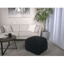 Spongy Microfiber Square Pouf, Dark Charcoal