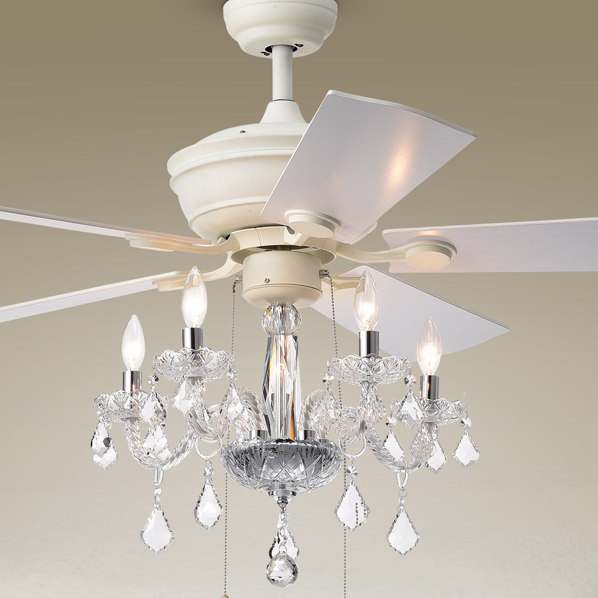 Havorand Ii 6 Light Crystal 5 Blade 52 Inch White Finish Ceiling