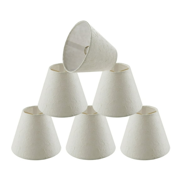 Aspen Creative 32129-6 Small Hardback Empire Shape Chandelier Clip-On Lamp Shade Set (6 Pack), Transitional Design in White, 6" bottom width (3" x 6" x 5")
