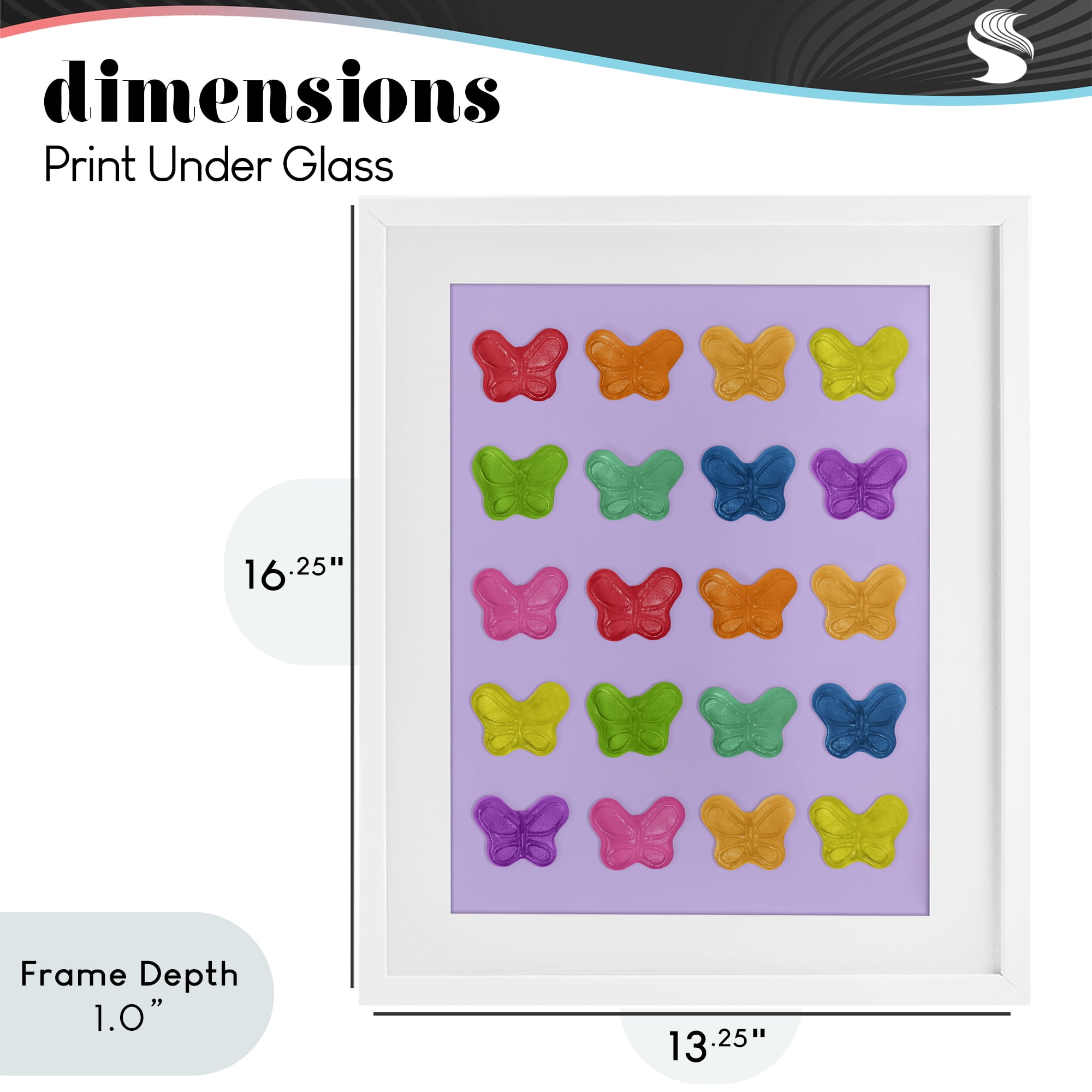 Stupell Industries Colorful Butterflies on Lilac White Framed Print Under Glass, design by LISH Creative