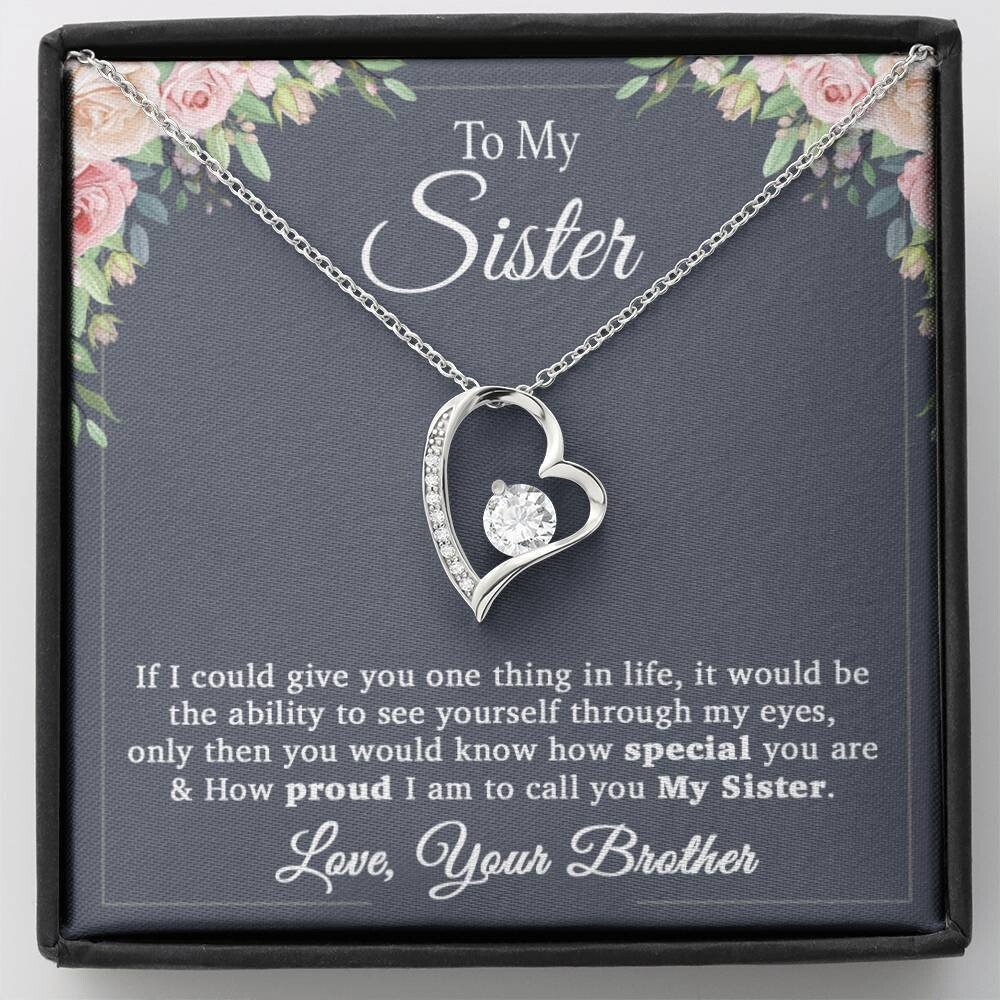 To My Sister From Brother Special Birthday Connection Necklace A Meaningful Necklace Perfect For Anniversaries Birthdays Valentine V2831 Gold Forever Love Necklace