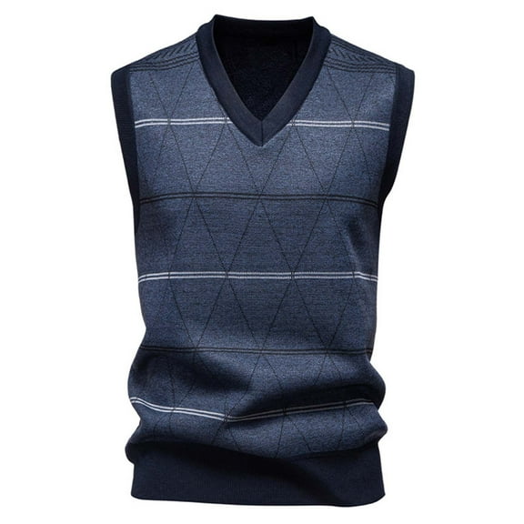 AnuYalue Thick Argyle Sweater Vests Mens Lightweight Slim Fit Pullover Knitted Casual Soft Comfy V-Neck Knitwear