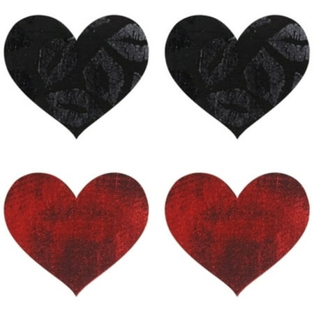 - Red/Black Stolen Kisses Heart Pasties Baci Lingerie PK003H Red/Black One Size, One Size Fits All