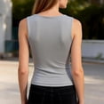 thumbnail image 6 of WULMLEO Women's Square Neck Sleeveless Double-Layer Tank Tops Basic Tight T Shirts Light Gray M, 6 of 6