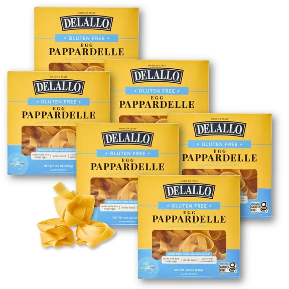 DeLallo Gluten Free Pappardelle Pasta Nests, Non-GMO, 8.8 oz Box, (6 Pack)