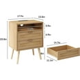 thumbnail image 6 of VEANERWOOD Rattan 2 Drawer Nightstand Set of 2 with LED Lights, Bedside Table Night Stand with Charging Station for Bedroom, 6 of 9