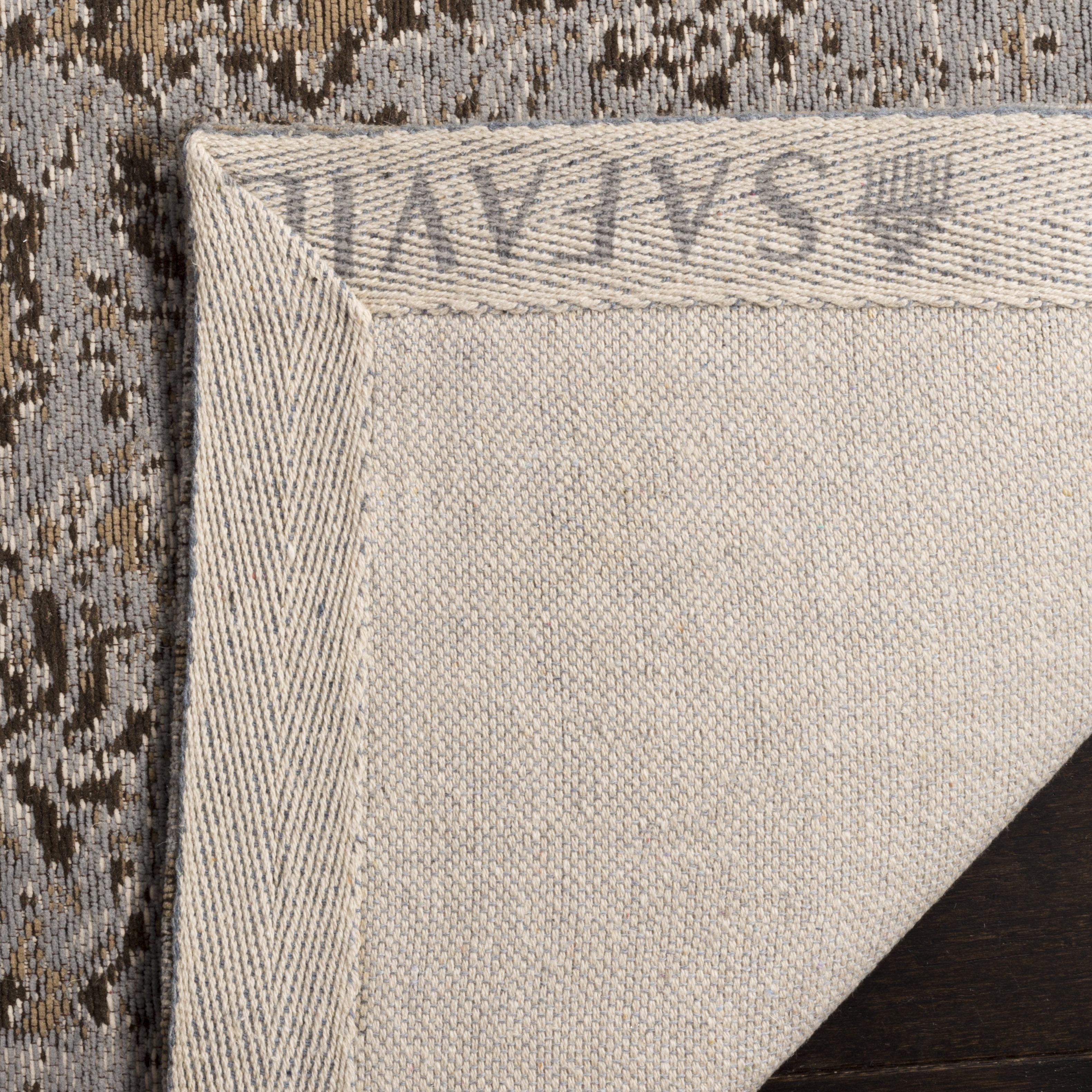 SAFAVIEH Classic Vintage Tris Floral Bordered Polyester Runner Rug, Taupe, 2'3" x 8'