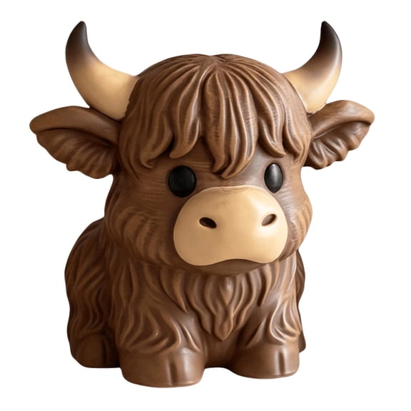 Pen Holder Brown Highland Cow Figurine Single Pack Home Decor for Desks and Shelves Housewarming Gift