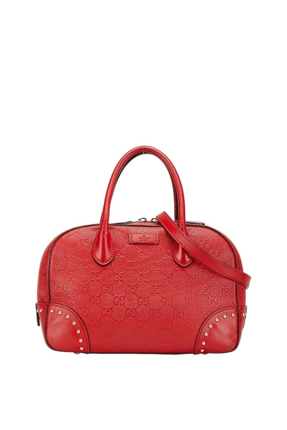 Pre-Owned Gucci GG embossed handbag/shoulder bag, 2-way, 354224, red leather, women's. (Good)