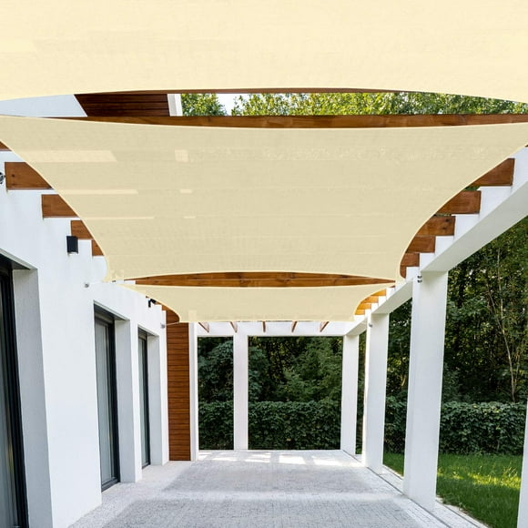 Patio Paradise 8' x 12' Sun Shade Sail Rectangle Canopy Patio Cover Sunlight Block Awning Heavy Duty Commercial Grade for Backyard Lawn Garden Outdoor Activities Beige