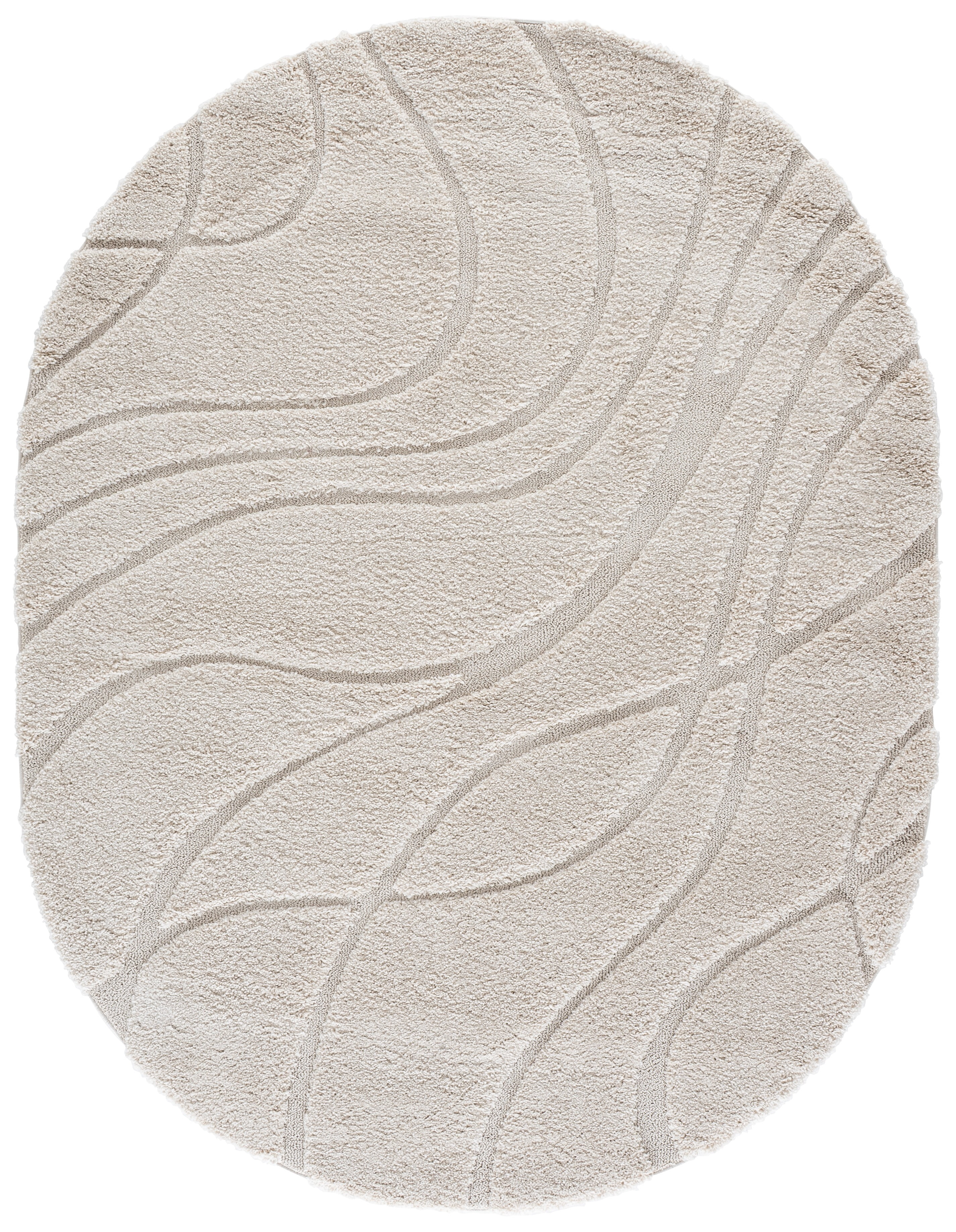 Safavieh Florida Tamzen Abstract Shag Area Rug, Creme, 8' x 10' Oval