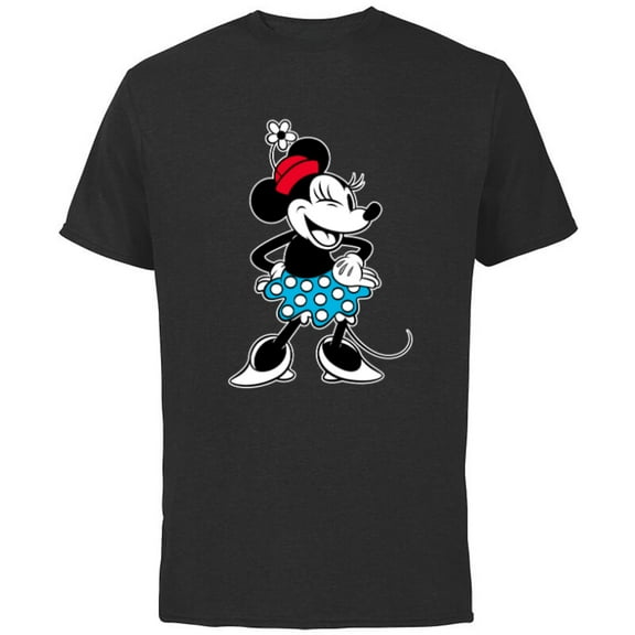 Disney Minnie Mouse Sassy Wink Black - Short Sleeve Cotton T-Shirt for Adults - Customized-Black