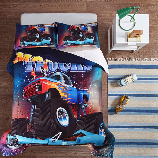 Truck Comforter Set for Boys Kids 3 Piece 3D Print Monster Truck