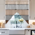 thumbnail image 4 of Swag Curtains Valances for Windows, Farmhouse Rustic Wood Texture Short Kitchen Window Curtains Over Sink, Brown Grey Cafe Curtains Panel Set Of 2,Rod Pocket, 36 Inches Length, 4 of 8
