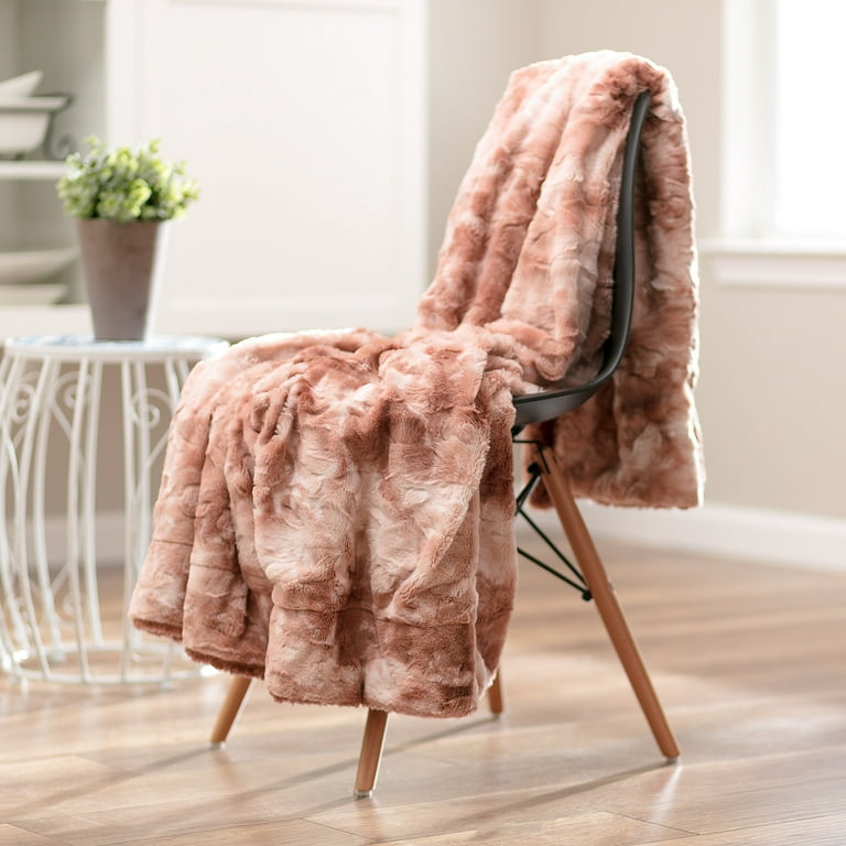 Chanasya Fuzzy Faux Fur Throw Blanket Light Weight Blanket for Bed Couch and Living Room Suitable for Fall Winter and Spring 50x65 Inches Rose Dust Walmart