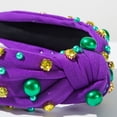 thumbnail image 6 of IDALL Mardi Gras Headband Purple Pearl Knotted Hairband Purple Green Gold Pearl Rhinestone Jeweled Knotted Headbands Fashion Cute Hair Bands Carnival Parade Mardi Gras Accessories Z1 Purple One Size, 6 of 6