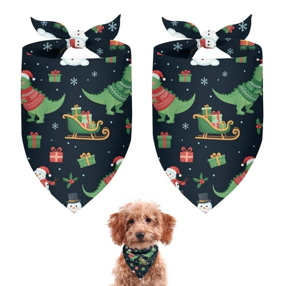 Dog Bandana 2 Pack,Christmas Dinosaur Pattern Bandanas for Dogs,Cat Bandana,Small/ Large Dog Bandana 2 Size,Dog Bandanas