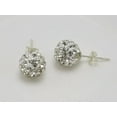 thumbnail image 3 of U8MO 2 Pair Sparkle Clay Rhinestone Ear Studs Earrings 10mm Crystal Pave Disco Ball, 3 of 4