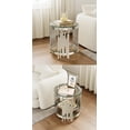 thumbnail image 4 of Round Glass End Table, 19" Modern 2-Tier Side Table with Clear Tempered Glass Top and Silver Stainless Steel Base for Living Room or Bedroom, 4 of 5