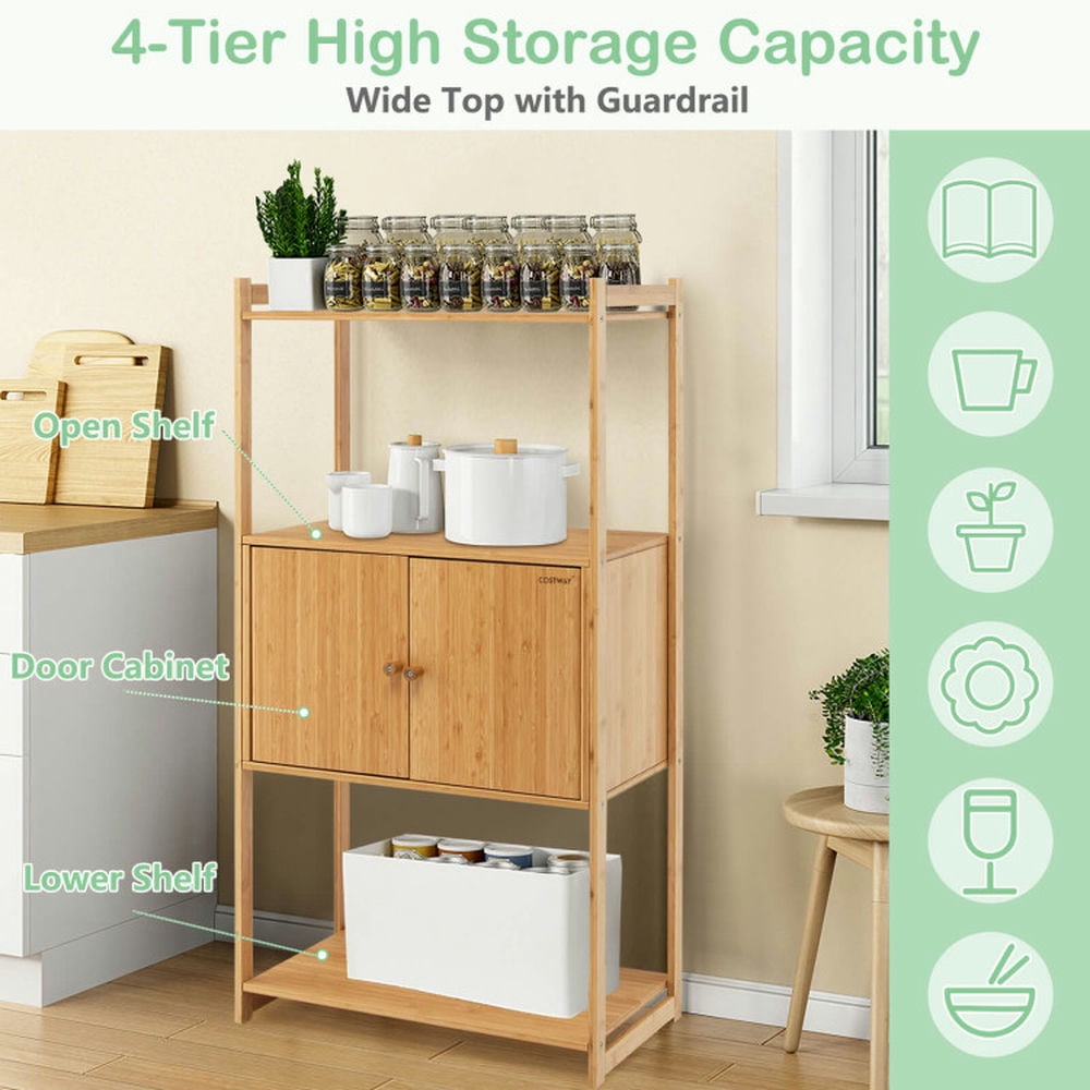 Finihen Bathroom Storage Cabinet, Bathroom Floor Cabinet, Bathroom Bamboo Storage Cabinet with 3 Shelves, for Bathroom, Living Room, Bedroom, Kitchen, Natural Finihen Bathroom Storage Cabinet, Bathroom Floor Cabinet, Bathroom Bamboo Storage Cabinet with 3 Shelves, for Bathroom, Living Room, Bedroom, Kitchen, Natural