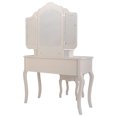 thumbnail image 3 of Costway Tri Folding Vintage White Vanity Makeup Dressing Table Set bathroom 5 Drawers &stool, 3 of 8