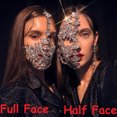 thumbnail image 2 of Crystal Face Mask Masquerade Mask Jewelry Full Face Mask Half Face Halloween Accessories Rhinestone, 2 of 10