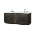 thumbnail image 2 of Abbey 84 in W Brown Oak Double Vanity, Carrara Marble Top and Faucet Set, 2 of 9