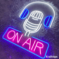 thumbnail image 2 of Craftnamesign On Air Microphone Neon LED Light Sign 16" x 20" for Record Music Studio Wall Decor, 2 of 4