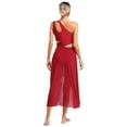 thumbnail image 5 of iiniim Women's Lyrical Dance Shiny Rhinestones High Low Flowy Maxi Dress Contemporary Dancewear Burgundy M, 5 of 7