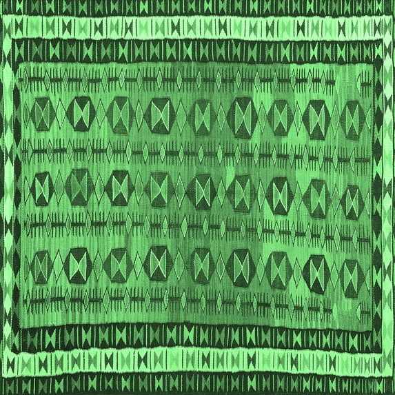 Ahgly Company Indoor Square Abstract Emerald Green Contemporary Area Rugs, 8' Square