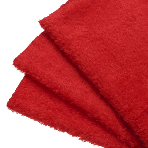 Uxcell Faux Fur Fabric, 20" x 20" Polyester Curly Plush Fabrics Fluffy Blanket Material Fitting for DIY Sewing Crafts Stuffed Animals Pillows Pet Furniture, Red