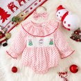 thumbnail image 2 of THDHVS Toddler Outfits for Girls,Girls Romper,Girls Jumpsuit Long Sleeve Ruffle Collar Romper with Christmas Print for Toddler Girls Outfits Soft Cotton Newborn Clothes Pink 6-12 Months, 2 of 7