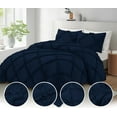 thumbnail image 3 of D.N.G. BEDDINGS 1 Piece Luxurious Diamond Ruffle Comforter Super Soft, All Season Pintuck 800 Thread Count, 100% Egyptian Cotton, Oversized Super King Size Navy Color, 3 of 9