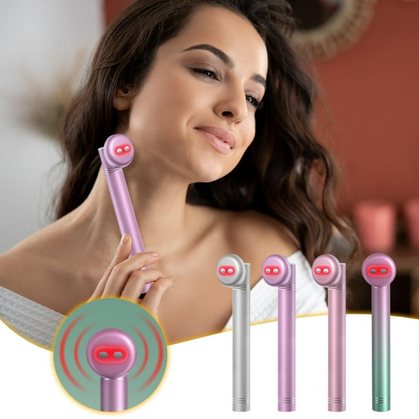 Dispositivo de belleza para masaje de ojos | Vibración y calor de alta frecuencia | Compresa caliente a 42 °C | Levantamiento de Ojeras | Cabezal giratorio de 90° tipo C recargable | 350mAh | Para