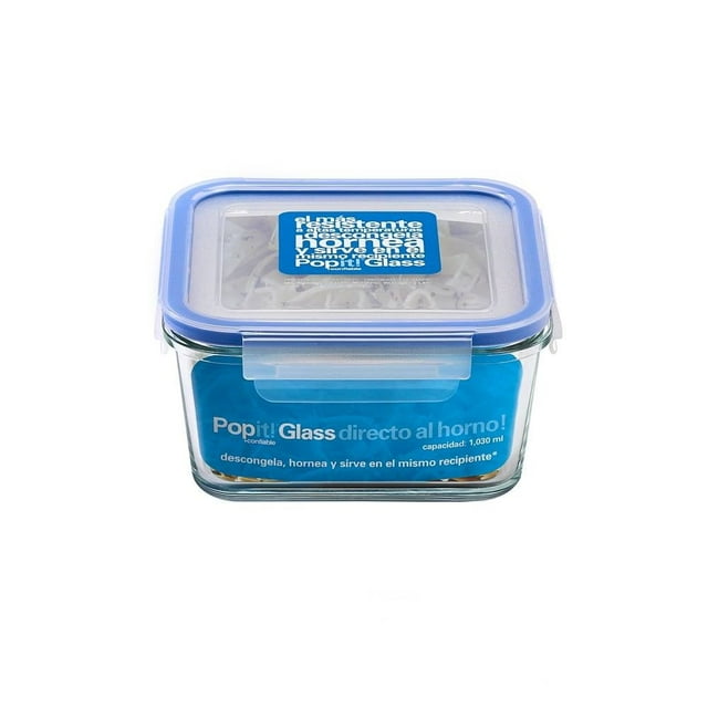 Contenedor Hermético Popit! Glass HP-1-8 Cuadrado 1.03 L