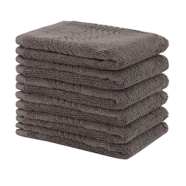 Toallas de baño ultra suaves y absorbentes de 6 piezas 100% algodón de felpa (13.4 x 13.4 pulgadas, color café)