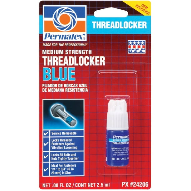 Fijador de roscas Permatex 24206, color azul, resistencia media, 2,5 ml