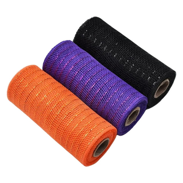 3 Rolls Ribbon Orange 6 inch Width Mesh Rolls for Wreaths DIY Craft Bows Gift Wrapping Autumn Fall Ribbon