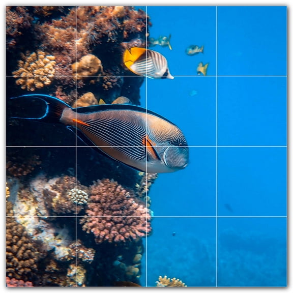 Picture-Tiles.com: Coral Ceramic Tile Wall Mural WAL500409-44M. 24"W x 24"H using (16) 6" x 6" Ceramic Tiles-Satin Finish