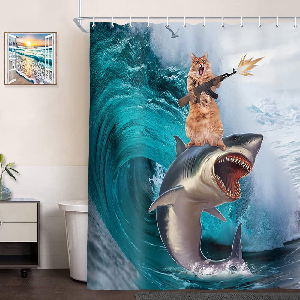 Shark cheap shower curtain