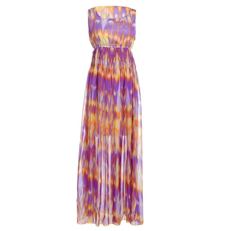 S/M Fit Multicoloured Accordion Stretch Waist Psychedelic Print Dress