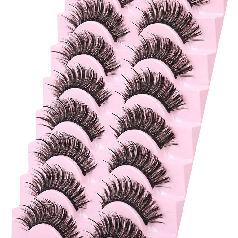 10 Pairs Japanese Style Anime Lashes Thick Cosplay Manga Lashes Natural  Look 16mm Spiky 8d Wispy Faux Mink Lashes Full Strip Doll Lashes By