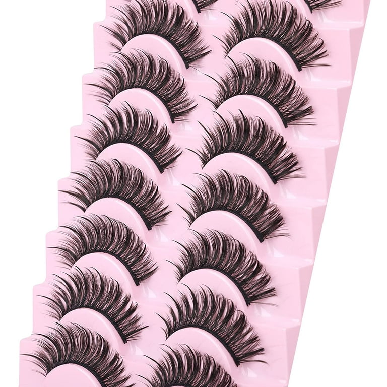 False Eyelashes 10 Pairs Manga Lashes Japanese Style Anime Thick Cosplay  Lashes Natural Look 16MM Spiky 8D Wispy Faux Mink Lashes Full Strip Doll